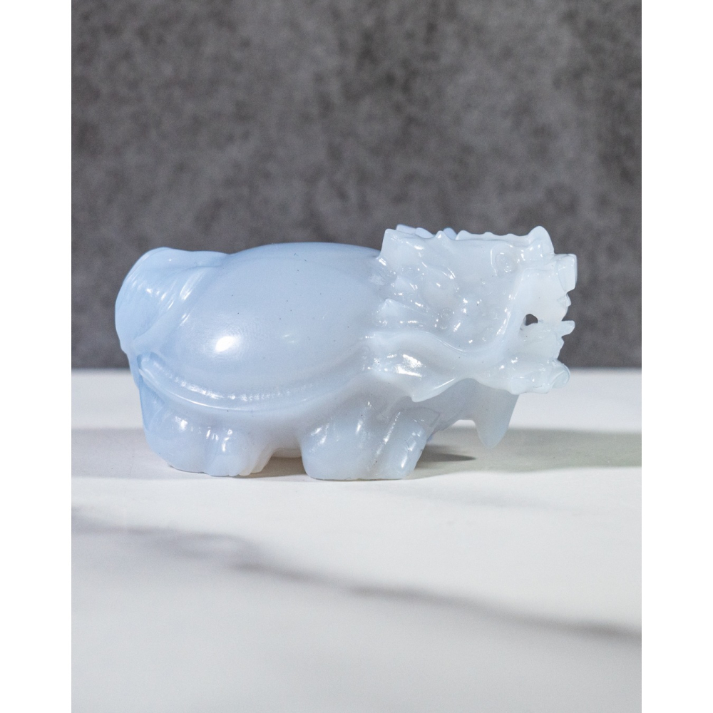 潤感漸層藍玉髓圓背龍龜-細節圖10