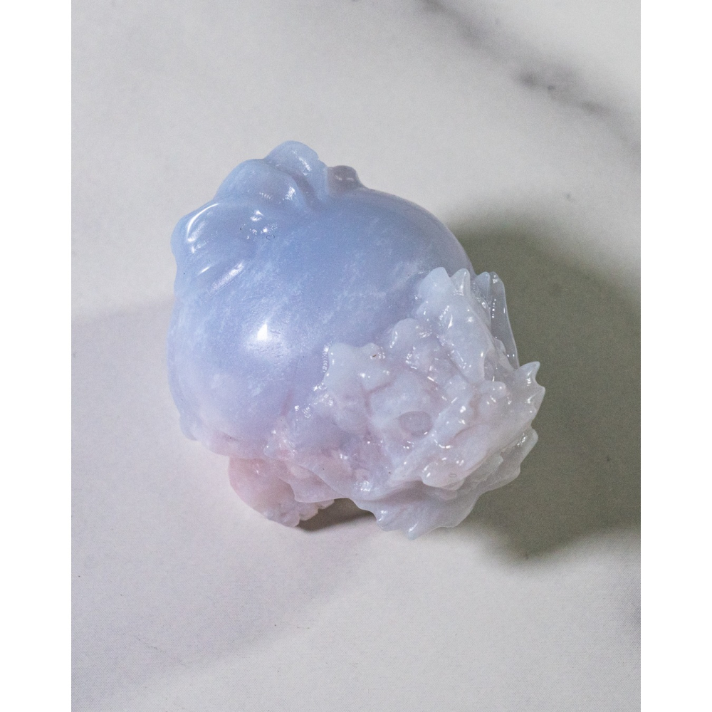 潤感雲藍粉玉髓圓背龍龜-細節圖2