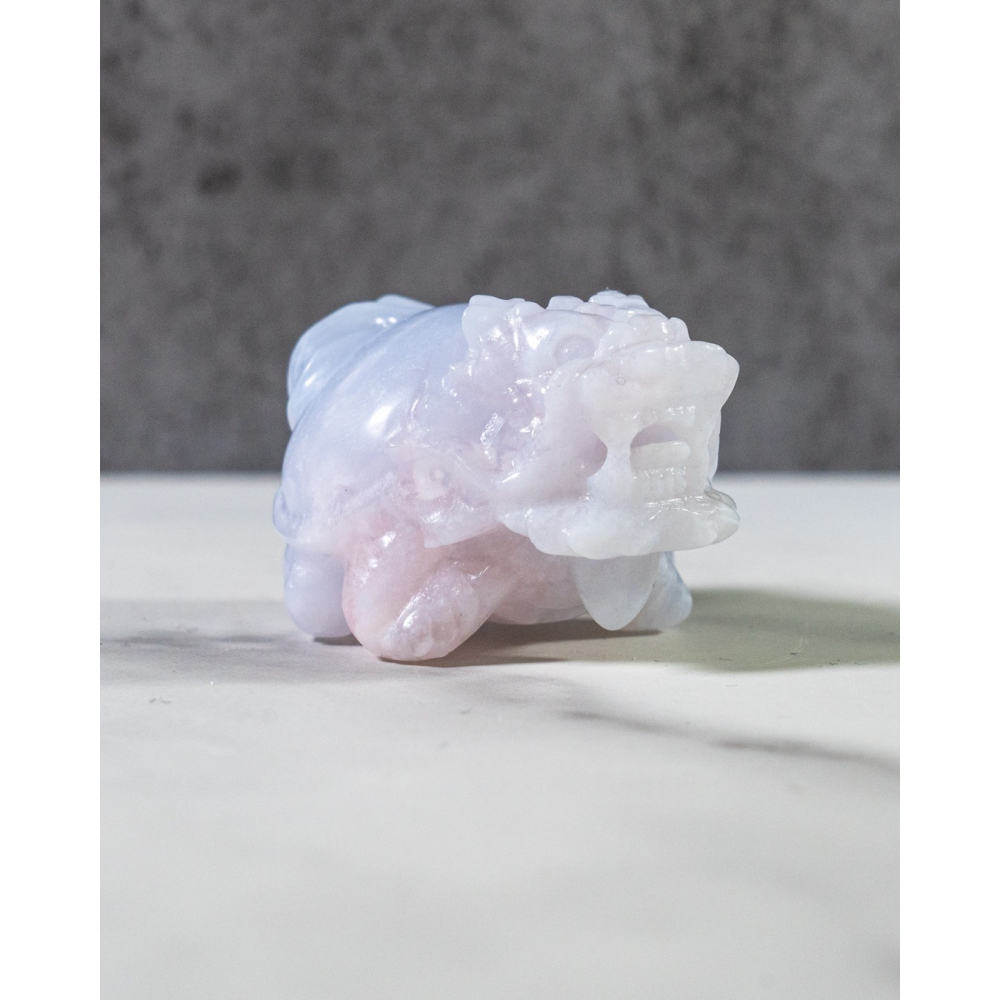 潤感雲藍粉玉髓圓背龍龜-細節圖3