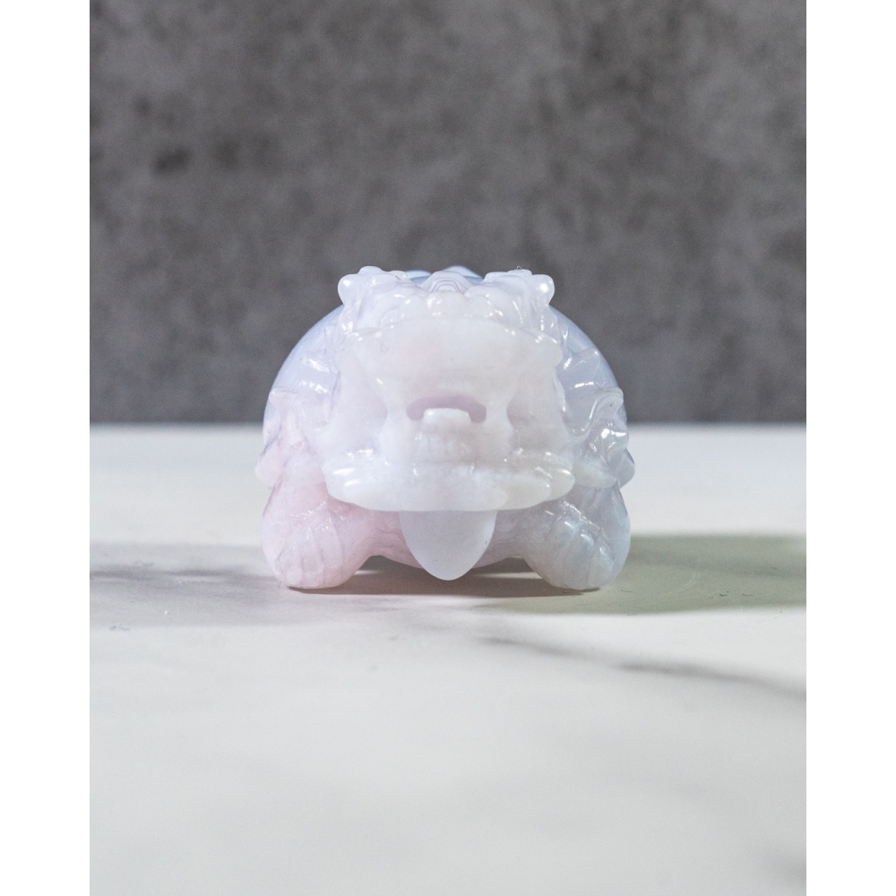 潤感雲藍粉玉髓圓背龍龜-細節圖4