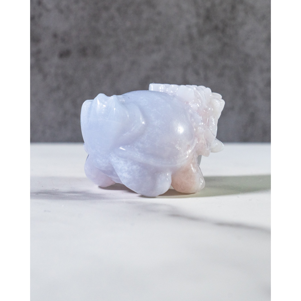 潤感雲藍粉玉髓圓背龍龜-細節圖5