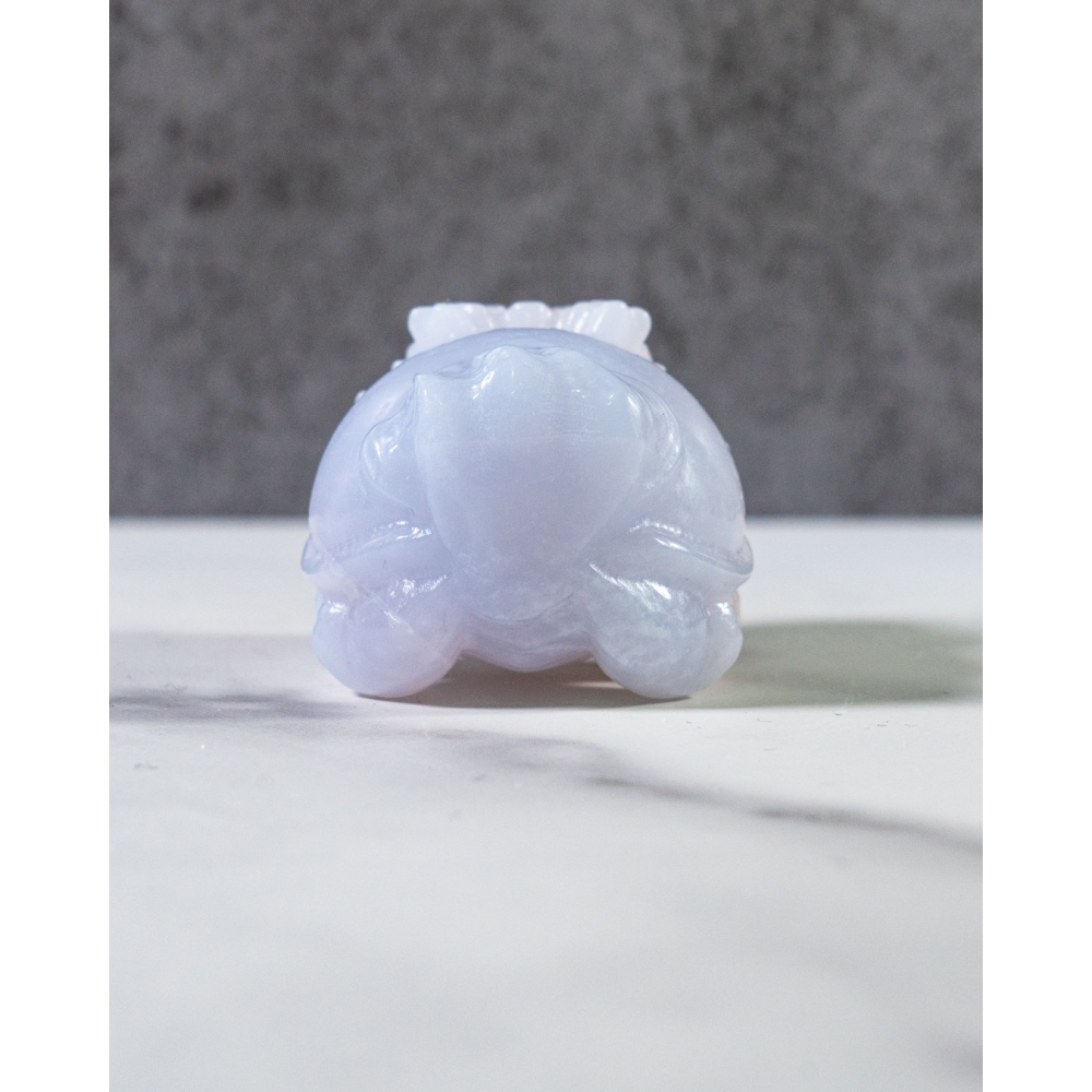 潤感雲藍粉玉髓圓背龍龜-細節圖6