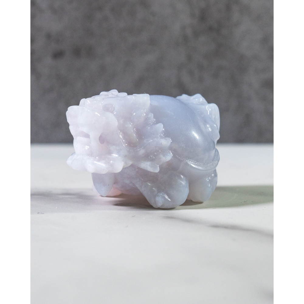 潤感雲藍粉玉髓圓背龍龜-細節圖9