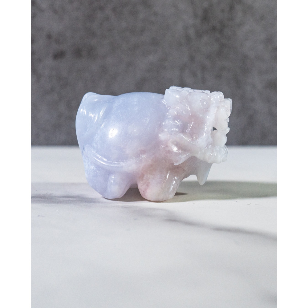 潤感雲藍粉玉髓圓背龍龜-細節圖10