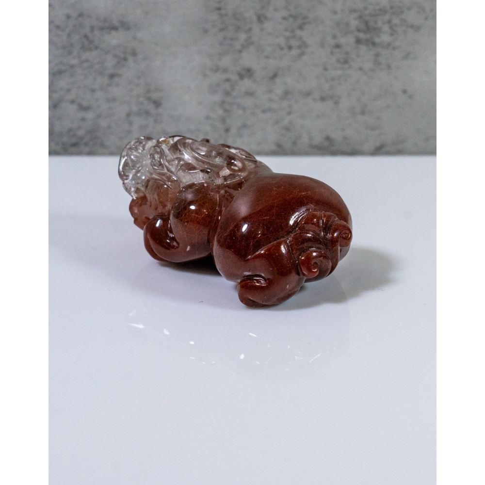 精品-動態型漸層酒紅兔毛晶貔貅-細節圖5