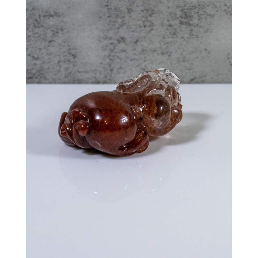 精品-動態型漸層酒紅兔毛晶貔貅-細節圖6