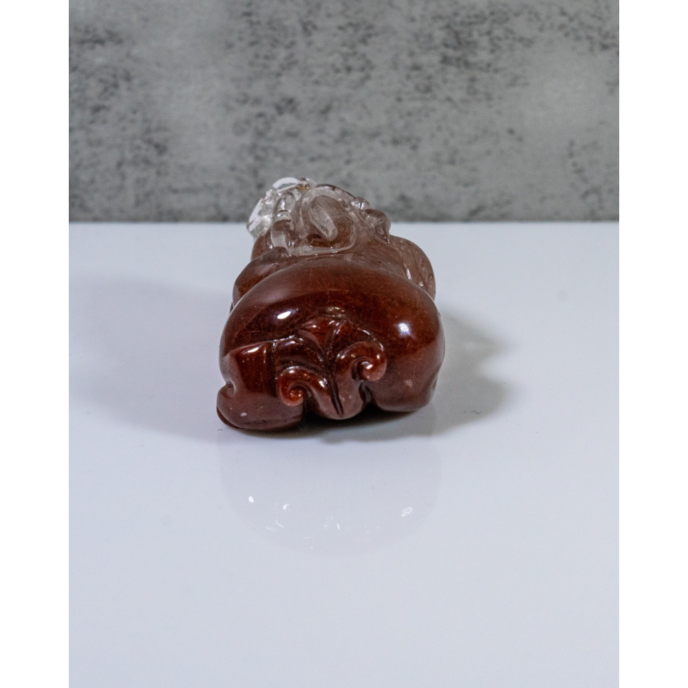 精品-動態型漸層酒紅兔毛晶貔貅-細節圖7