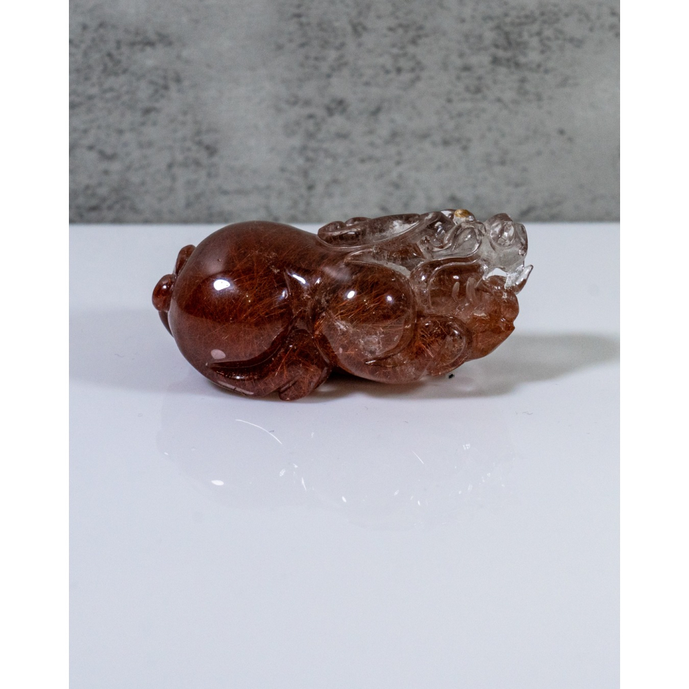 精品-動態型漸層酒紅兔毛晶貔貅-細節圖11