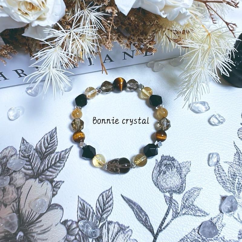 ✨✨ 貔貅款暮光之曜設計手鍊✨✨茶晶貔貅、茶晶、鈦晶、黃水晶、黃虎眼、黑曜石-細節圖4