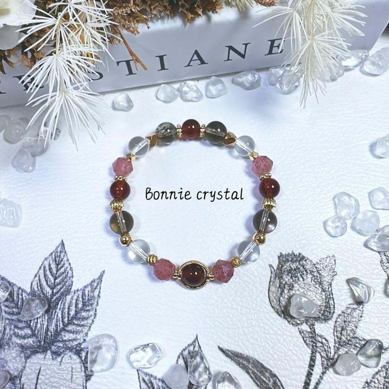 ✨✨ 暮光之戀設計手鍊✨✨紅石榴石、草莓晶、茶晶、白水晶-細節圖4