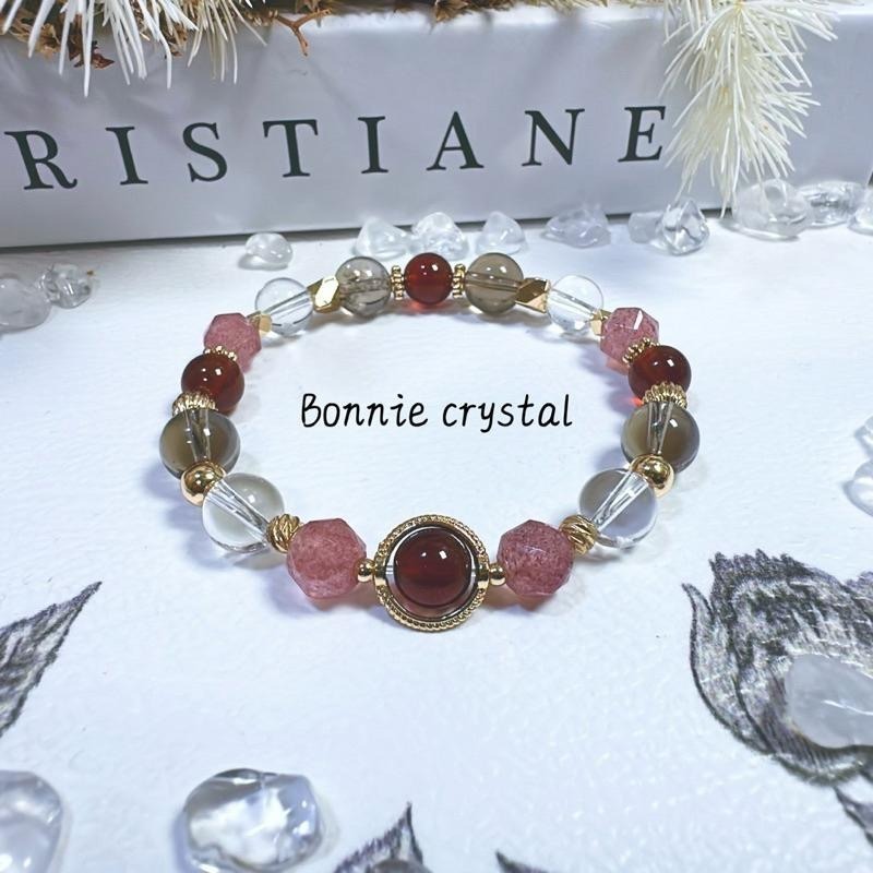 ✨✨ 暮光之戀設計手鍊✨✨紅石榴石、草莓晶、茶晶、白水晶-細節圖2