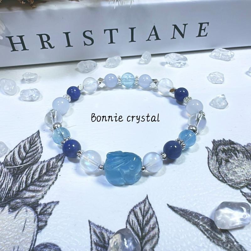 ✨✨ 天空之境設計手鍊✨✨海藍寶兔子、海藍寶、坦桑石、藍玉髓、藍月光-細節圖2