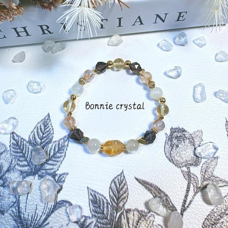 ✨✨ 曙光之約設計手鍊✨✨黃水晶貔貅、黃水晶；茶晶、羽毛鈦晶、月光石-細節圖4