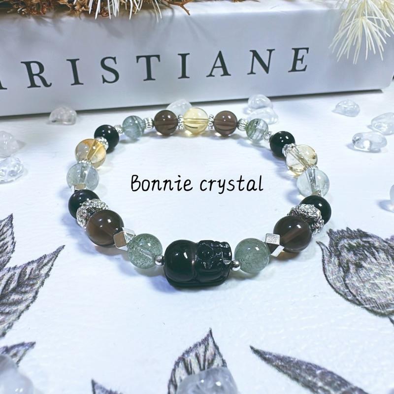 ✨✨ 綠幽夢境設計手鍊✨✨金運石貔貅、綠幽靈、茶晶、黃水晶、綠阿賽-細節圖2