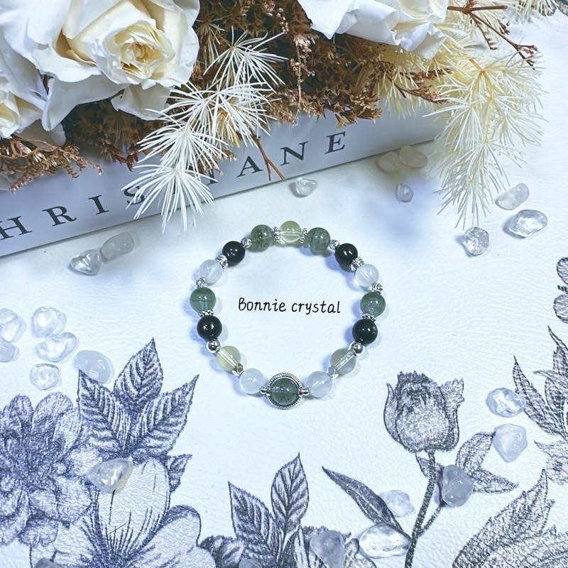 ✨✨ 綠茵夢境設計手鍊✨✨千層綠幽靈、金運石、檸檬黃水晶、白幽靈-細節圖2