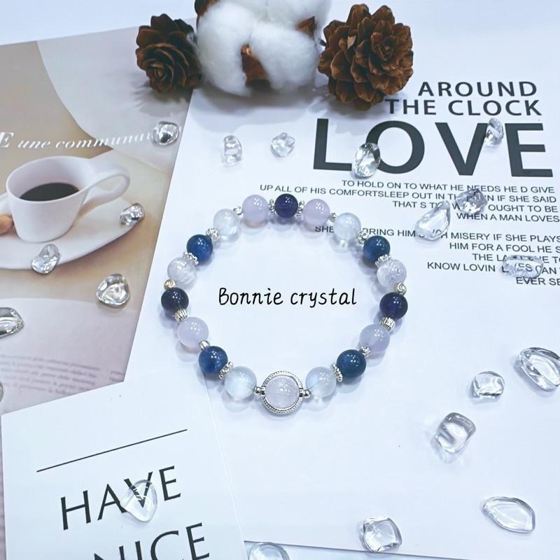 ✨✨ 天空之鏡設計手鍊✨✨透體紫鋰輝、紫玉髓、藍晶石、菫青石、藍月光-細節圖2