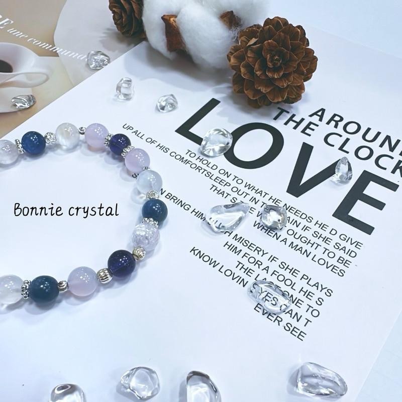 ✨✨ 天空之鏡設計手鍊✨✨透體紫鋰輝、紫玉髓、藍晶石、菫青石、藍月光-細節圖3