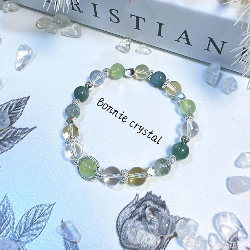 ✨✨ 綠野曦光設計手鍊✨✨綠幽靈、藍綠晶、綠葡萄石、檸檬黃水晶、白水晶-細節圖2