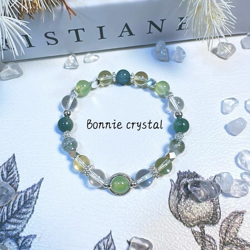 ✨✨ 綠野曦光設計手鍊✨✨綠幽靈、藍綠晶、綠葡萄石、檸檬黃水晶、白水晶-細節圖3