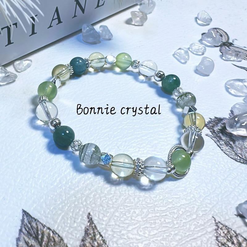✨✨ 綠野曦光設計手鍊✨✨綠幽靈、藍綠晶、綠葡萄石、檸檬黃水晶、白水晶-細節圖4