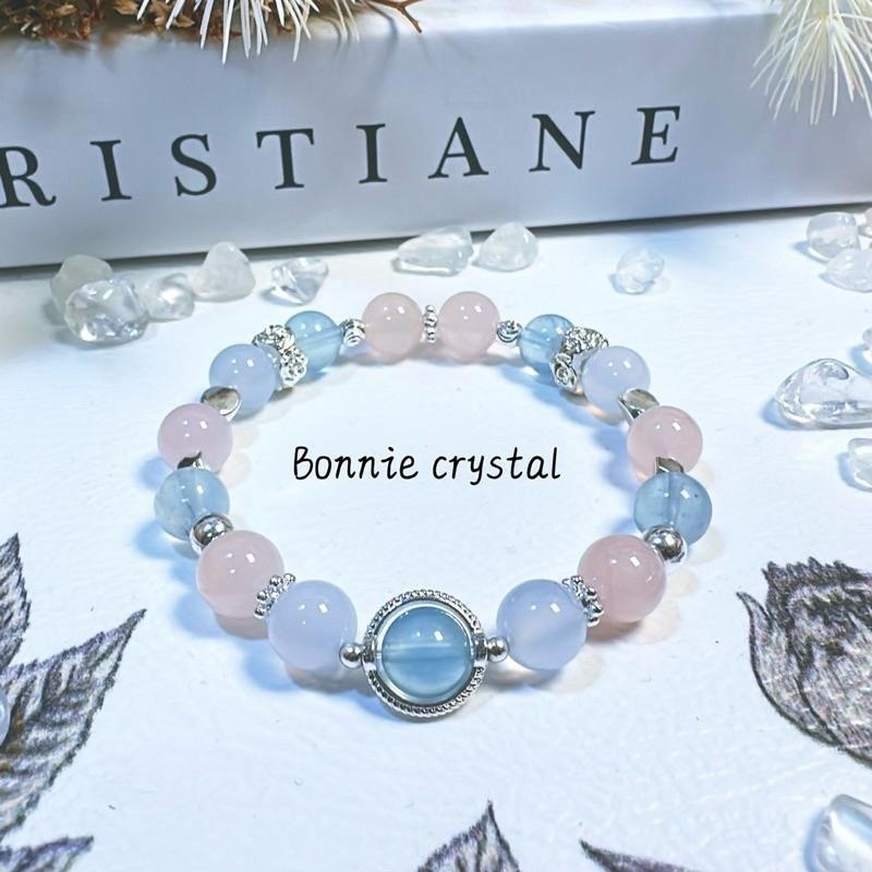 ✨✨ 蔚藍之戀設計手鍊✨✨海藍寶、粉晶、藍玉髓-細節圖2