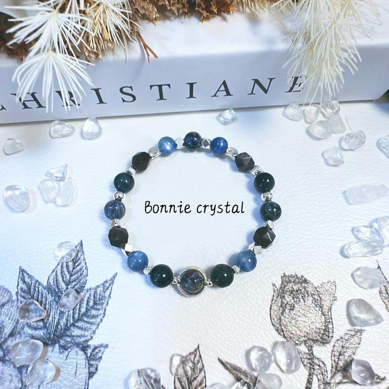 ✨✨ 海風之戀設計手鍊✨✨藍彼得石、藍晶石、藍虎眼石、銀曜石-細節圖5