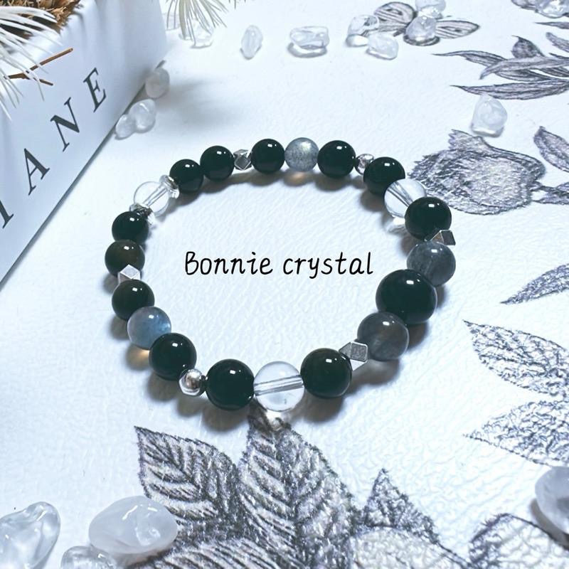 ✨✨ 夜幕星辰設計手鍊✨✨藍虎眼、黑拉長石、金曜石、黑曜石、白水晶-細節圖3