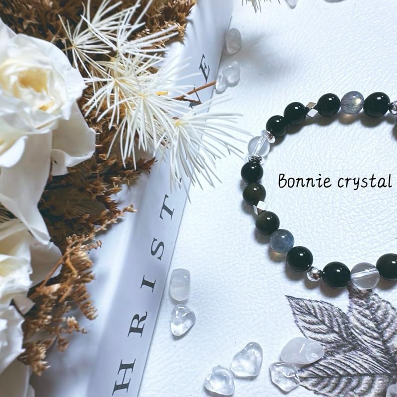 ✨✨ 夜幕星辰設計手鍊✨✨藍虎眼、黑拉長石、金曜石、黑曜石、白水晶-細節圖5