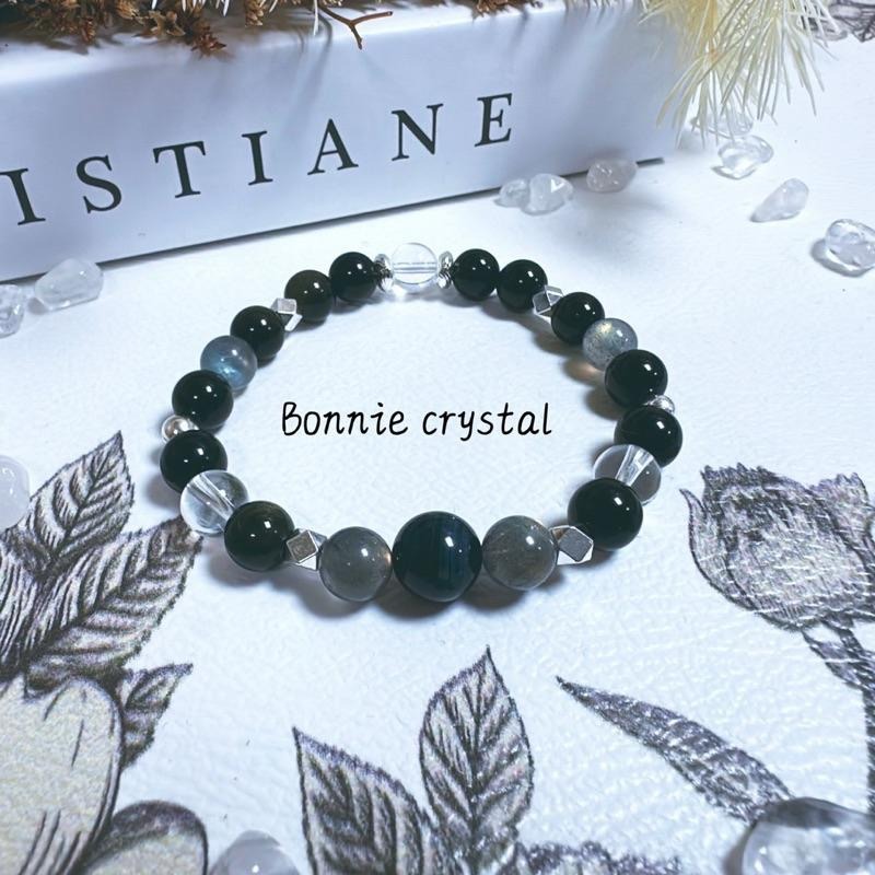 ✨✨ 夜幕星辰設計手鍊✨✨藍虎眼、黑拉長石、金曜石、黑曜石、白水晶-細節圖2