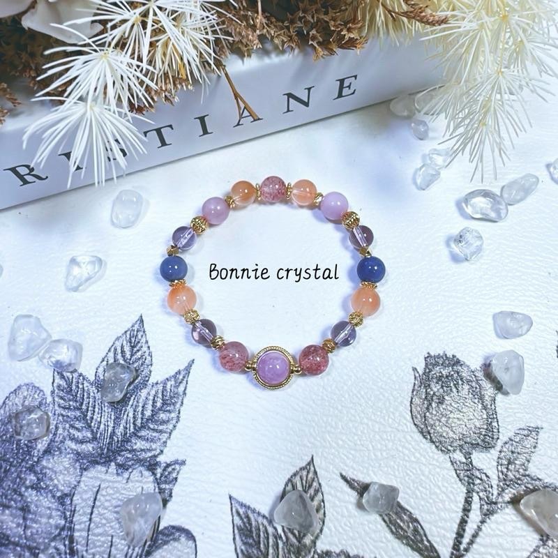 ✨✨ 魔法花園設計手鍊✨✨紫鋰輝、紫水晶、草莓晶、橘兔毛、坦桑石-細節圖2