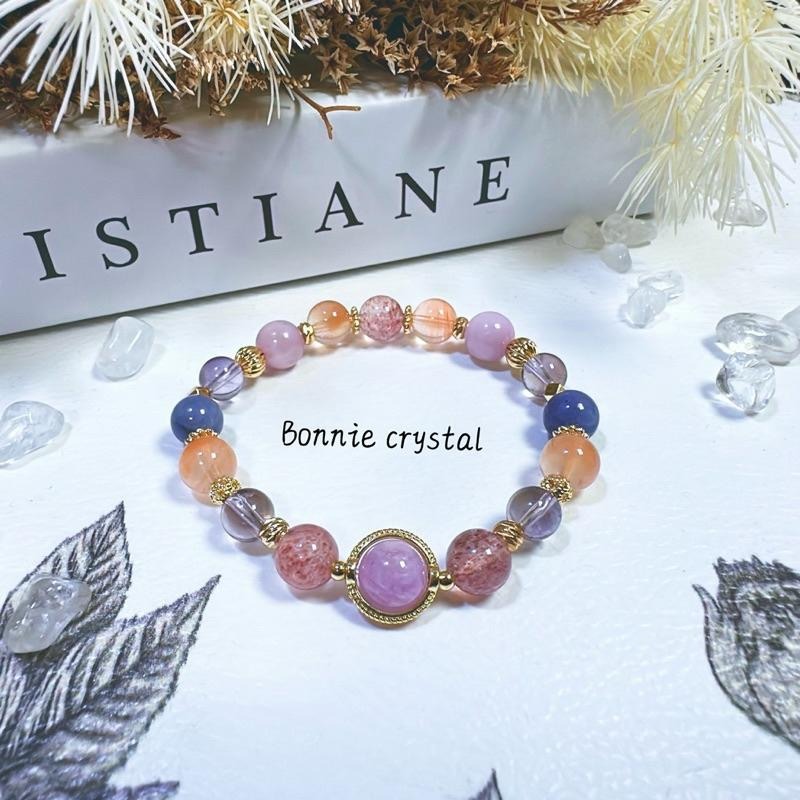 ✨✨ 魔法花園設計手鍊✨✨紫鋰輝、紫水晶、草莓晶、橘兔毛、坦桑石-細節圖3