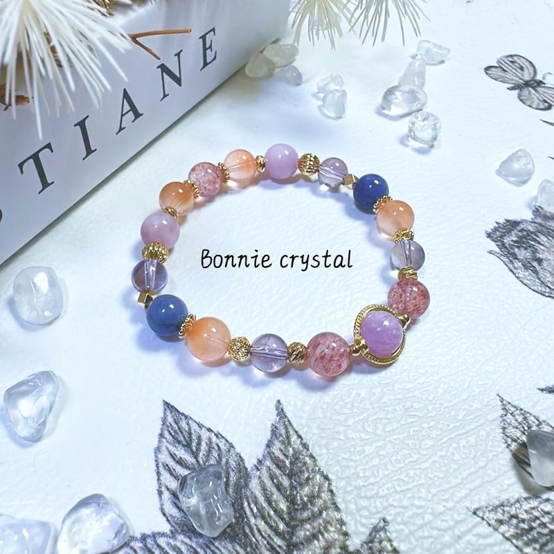 ✨✨ 魔法花園設計手鍊✨✨紫鋰輝、紫水晶、草莓晶、橘兔毛、坦桑石-細節圖4