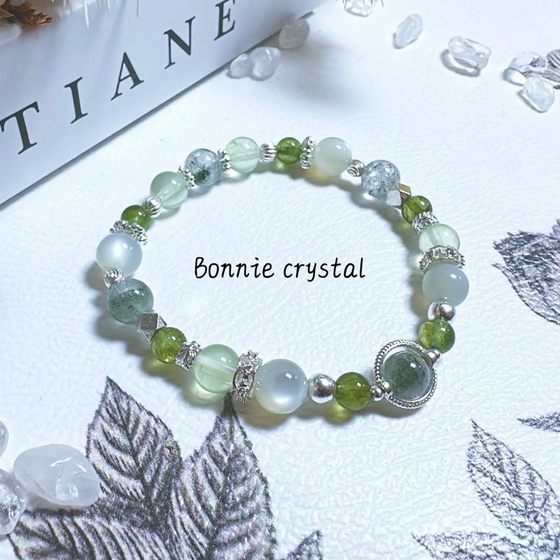 ✨✨ 森林之心設計手鍊✨✨綠幽靈、綠磷灰、綠葡萄石、綠月光-細節圖3