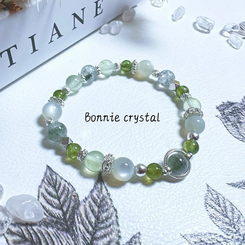 ✨✨ 森林之心設計手鍊✨✨綠幽靈、綠磷灰、綠葡萄石、綠月光-細節圖3