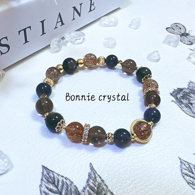 ✨✨ 摩卡星塵設計手鍊✨✨茶晶、黑金超、菫青石、銀曜石-細節圖4