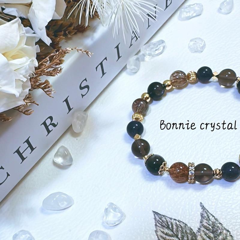 ✨✨ 摩卡星塵設計手鍊✨✨茶晶、黑金超、菫青石、銀曜石-細節圖5