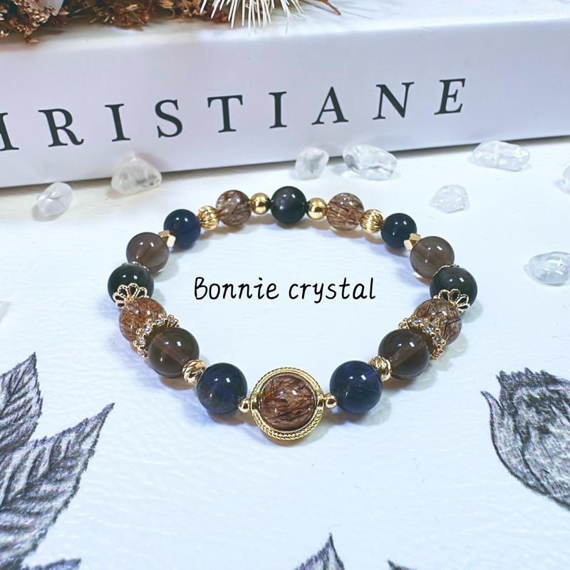 ✨✨ 摩卡星塵設計手鍊✨✨茶晶、黑金超、菫青石、銀曜石-細節圖2