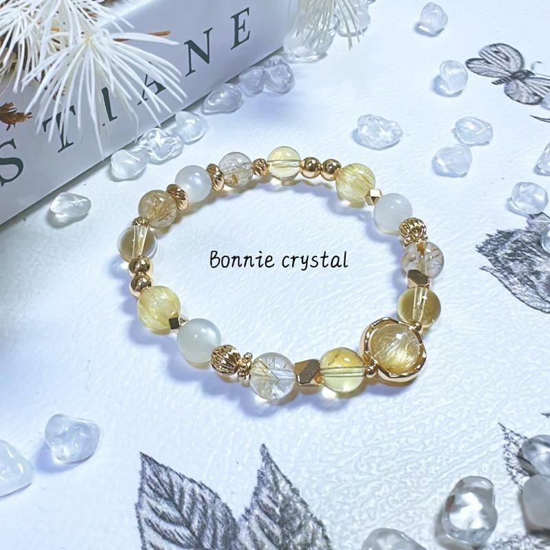✨✨ 金光璀璨設計手鍊✨✨鈦晶、黃水晶、金髮晶、月光石-細節圖2