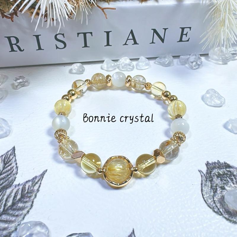 ✨✨ 金光璀璨設計手鍊✨✨鈦晶、黃水晶、金髮晶、月光石-細節圖3