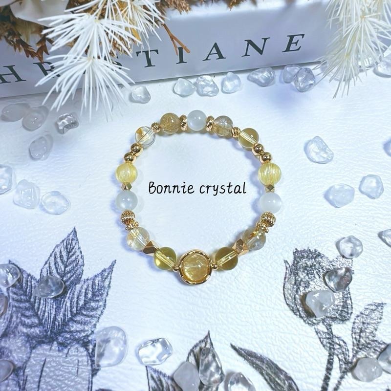 ✨✨ 金光璀璨設計手鍊✨✨鈦晶、黃水晶、金髮晶、月光石-細節圖4