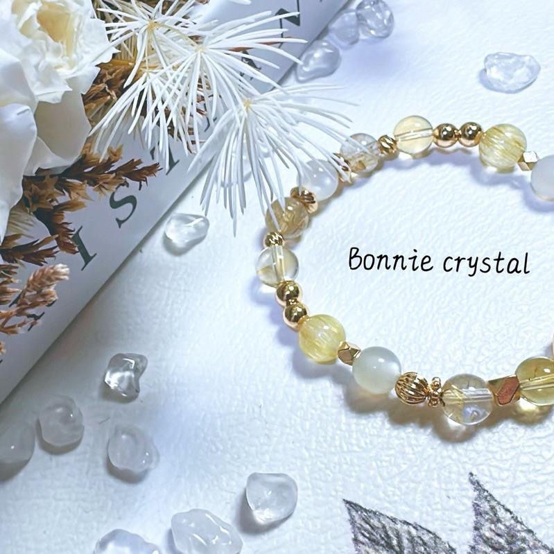 ✨✨ 金光璀璨設計手鍊✨✨鈦晶、黃水晶、金髮晶、月光石-細節圖5