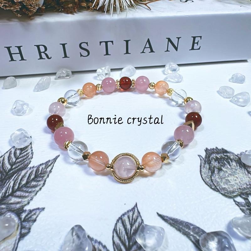 ✨✨ 春日暖陽設計手鍊✨✨雪花幽靈、馬粉晶、橘兔毛、橙石榴石、白水晶-細節圖3