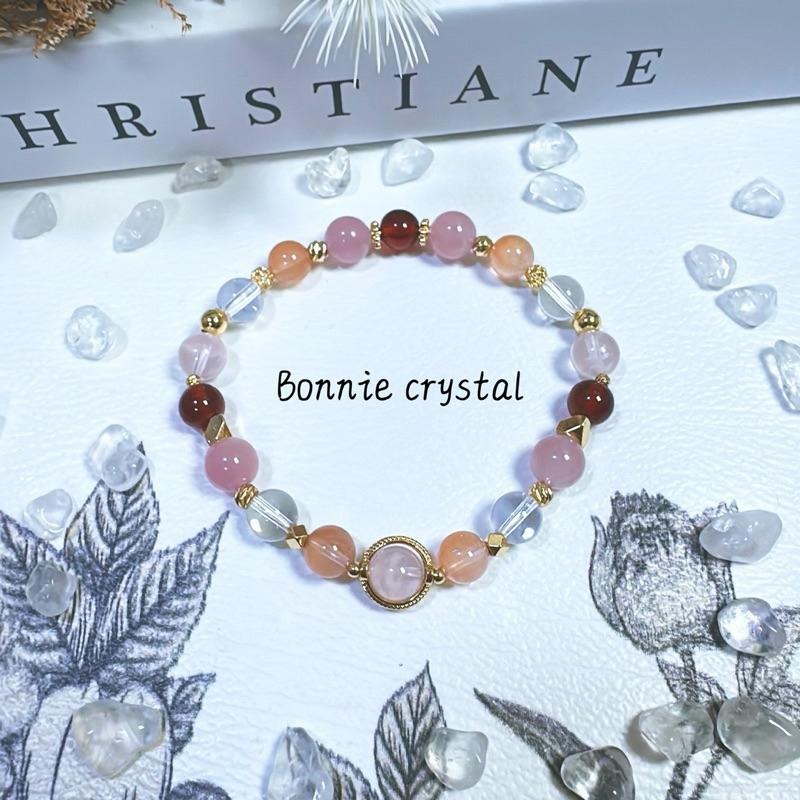 ✨✨ 春日暖陽設計手鍊✨✨雪花幽靈、馬粉晶、橘兔毛、橙石榴石、白水晶-細節圖4