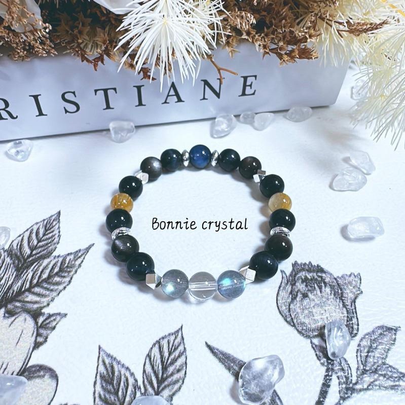 ✨✨ 夜空幽藍設計手鍊✨✨銀曜石、藍虎眼、鈦晶、藍晶石、拉長石、白水晶-細節圖4