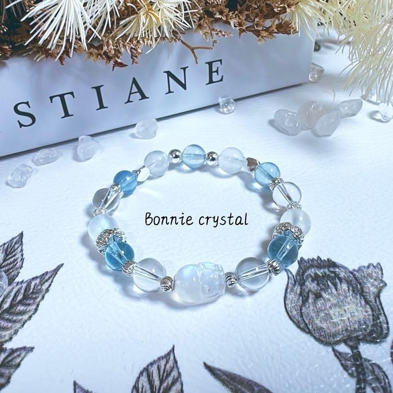 ✨✨ 海洋之心設計手鍊✨✨藍月光貔貅、海藍寶、藍月光、白水晶-細節圖2