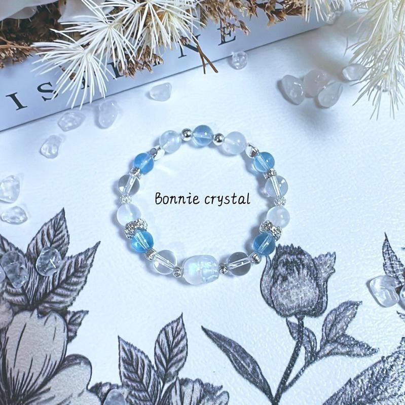 ✨✨ 海洋之心設計手鍊✨✨藍月光貔貅、海藍寶、藍月光、白水晶-細節圖3