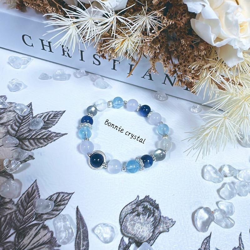 ✨✨ 星辰大海設計手鍊✨✨藍晶石、海藍寶、紫玉髓、灰拉長石、藍月光-細節圖4
