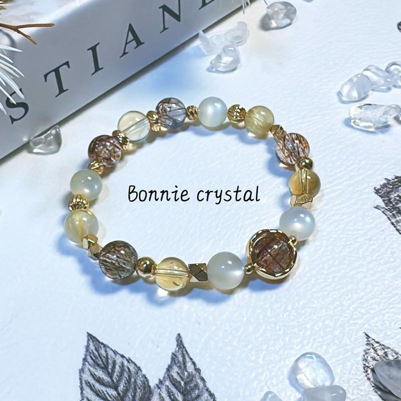 ✨✨ 琥珀暖陽設計手鍊✨✨黑金超、黃水晶、鈦晶、月光石-細節圖3