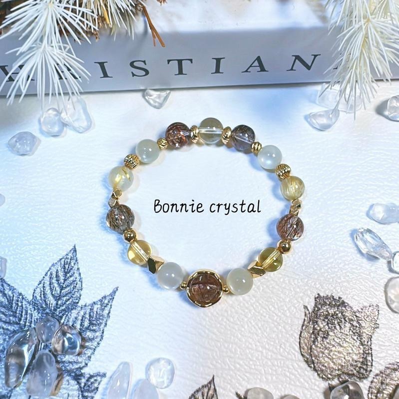 ✨✨ 琥珀暖陽設計手鍊✨✨黑金超、黃水晶、鈦晶、月光石-細節圖4