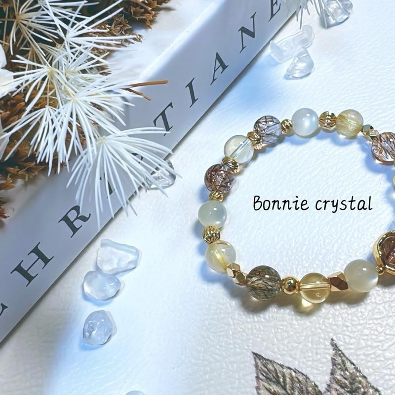 ✨✨ 琥珀暖陽設計手鍊✨✨黑金超、黃水晶、鈦晶、月光石-細節圖5